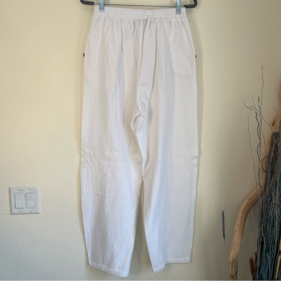 NoraCora white elastic high waist tapered lavender floral pants M - Picture 5 of 14